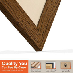 "16X16"" Dark Oak Modern Vinyl Record Frame With Ivory Mount For 12 Inch Lp Disc - Ak Frames" - thumbnail 3