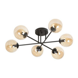 Emibig Lighting Emibig Brendi Ceiling Lamp  6 X E14 Black With Amber Shade - thumbnail 1