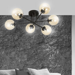 Emibig Lighting Emibig Brendi Ceiling Lamp  6 X E14 Black With Amber Shade - thumbnail 5