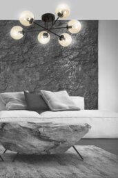 Emibig Lighting Emibig Brendi Ceiling Lamp  6 X E14 Black With Amber Shade - thumbnail 4