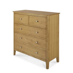 Alba Oak 2 Over 3 Chest Of Drawers - Fully Assembled By Roseland Furniture - thumbnail 5