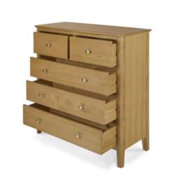Alba Oak 2 Over 3 Chest Of Drawers - Fully Assembled By Roseland Furniture - thumbnail 6
