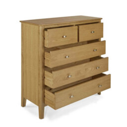 Alba Oak 2 Over 3 Chest Of Drawers - Fully Assembled By Roseland Furniture - thumbnail 3