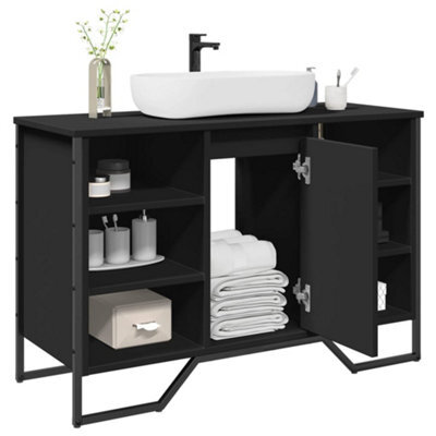 Berkfield Bathroom Sink Cabinet Black 91X35X60 Cm Engineered Wood - image 1
