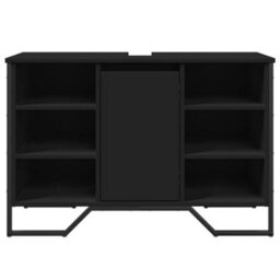 Berkfield Bathroom Sink Cabinet Black 91X35X60 Cm Engineered Wood - thumbnail 4