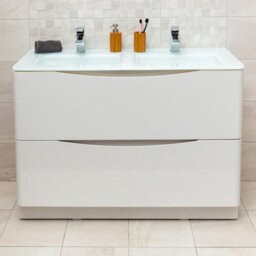 Plum&clay Eden Gloss White Floorstanding Vanity Unit With White Glass Basin (W)1200mm - thumbnail 3