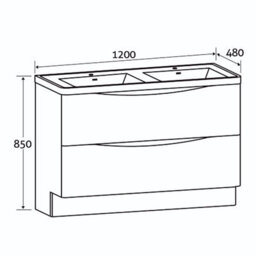 Plum&clay Eden Gloss White Floorstanding Vanity Unit With White Glass Basin (W)1200mm - thumbnail 7