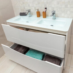 Plum&clay Eden Gloss White Floorstanding Vanity Unit With White Glass Basin (W)1200mm - thumbnail 4