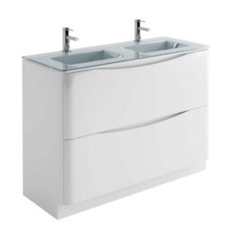 Plum&clay Eden Gloss White Floorstanding Vanity Unit With White Glass Basin (W)1200mm