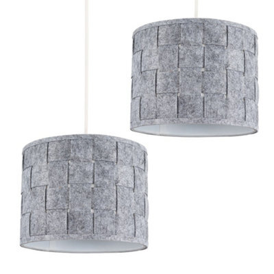 Valuelights Monza Pair Of Grey Weave Fabric Light Shades (D)26Cm - image 1