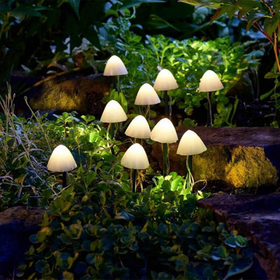 Storm Trading Group Solar Mushroom Pathway Stake Lights - Multi Function Warm White Pearl Caps - image 1