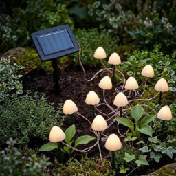 Storm Trading Group Solar Mushroom Pathway Stake Lights - Multi Function Warm White Pearl Caps - thumbnail 3