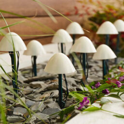 Storm Trading Group Solar Mushroom Pathway Stake Lights - Multi Function Warm White Pearl Caps - thumbnail 2