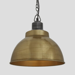 Industville Brooklyn Dome Pendant, 13 Inch, Brass, Pewter Chain Holder - thumbnail 1
