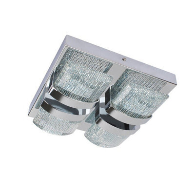 Pagazzi Lighting Pagazzi Liana Led 4 Light Panel Flush Fitting Warm White Led Polished Chrome Flush Ceiling Light - image 1