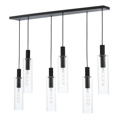 Ruben 6 Light Bar Pendant Satin Black And Ribbed Glass - image 1