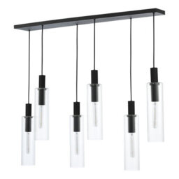 Ruben 6 Light Bar Pendant Satin Black And Ribbed Glass - thumbnail 2