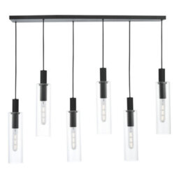 Ruben 6 Light Bar Pendant Satin Black And Ribbed Glass - thumbnail 3