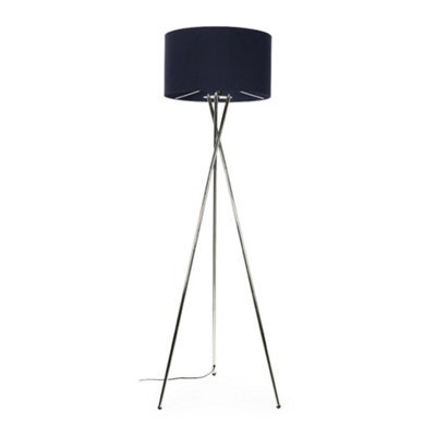 Valuelights Camden Chrome Tripod Floor Lamp With Navy Drum Shade And Bulb - image 1