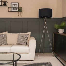 Valuelights Camden Chrome Tripod Floor Lamp With Navy Drum Shade And Bulb - thumbnail 5