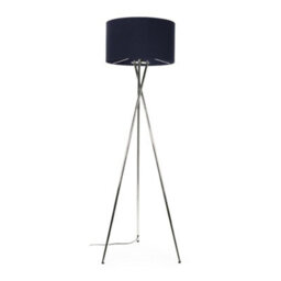Valuelights Camden Chrome Tripod Floor Lamp With Navy Drum Shade And Bulb - thumbnail 3