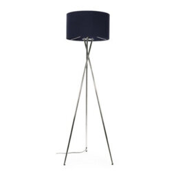 Valuelights Camden Chrome Tripod Floor Lamp With Navy Drum Shade And Bulb