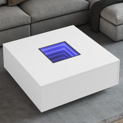 Walplus Coffee Table With Infinity Led White 100X100X40 Cm - image 1