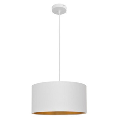 Luminosa Lighting Luminosa Alba Cylindrical Pendant Ceiling Light White, Gold 45Cm