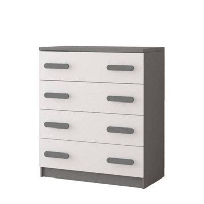 Arte Stylish White And Grey Chest Of Drawers H930mm W800mm D400mm - Grey Handles For Contemporary Kids' Rooms - image 1