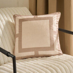 Ohs 2 X Square Print Matte Velvet Decorative Cushion Covers, Natural/cream