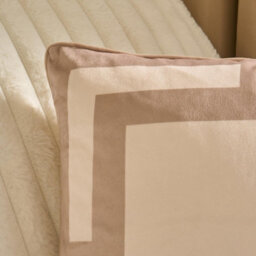 Ohs 2 X Square Print Matte Velvet Decorative Cushion Covers, Natural/cream - thumbnail 2