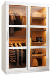 Arte Parma 120Cm Sliding Door Wardrobe In Crisp White - Elegant Storage With Smoked Glass Panels - thumbnail 1