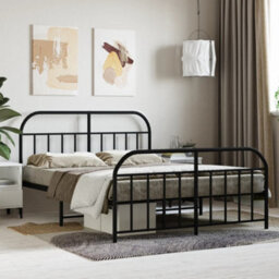 Berkfield Metal Bed Frame With Headboard And Footboard Black 150X200 Cm - thumbnail 1