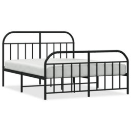 Berkfield Metal Bed Frame With Headboard And Footboard Black 150X200 Cm - thumbnail 2