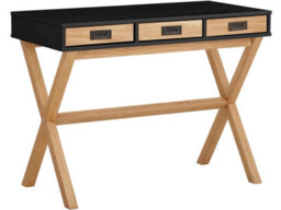 Paulo Desk With 3 Drawers In Black Stain Wax - thumbnail 1