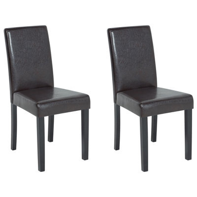 Beliani Set Of 2 Dining Chairs Broadway Faux Leather Dark Brown - image 1