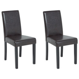 Beliani Set Of 2 Dining Chairs Broadway Faux Leather Dark Brown - thumbnail 1