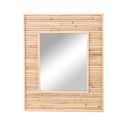 Urbn-Living Rectangle Wall Mirror Bamboo Wooden - image 1