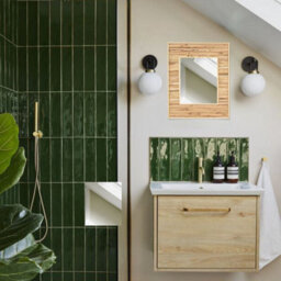 Urbn-Living Rectangle Wall Mirror Bamboo Wooden - thumbnail 2