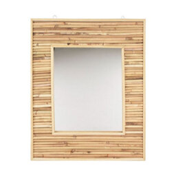 Urbn-Living Rectangle Wall Mirror Bamboo Wooden - thumbnail 3