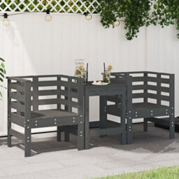 Garden Chairs 2 Pcs Grey 61.5X53X71 Cm Solid Wood Pine
