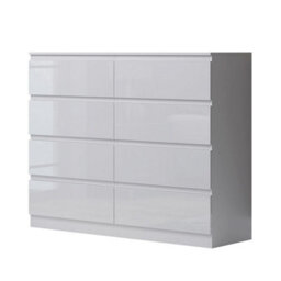 Fwstyle 8 Drawer White Gloss Chest Of Drawers Scratch Resistant (H) 99Cm (W) 110Cm (D) 40Cm - thumbnail 1