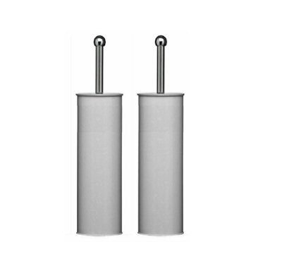 New Set Of 2 Stainless Steel Toilet Bathroom Cleaning Brush Free Standing Holder Grey - image 1