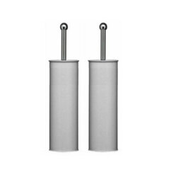 New Set Of 2 Stainless Steel Toilet Bathroom Cleaning Brush Free Standing Holder Grey