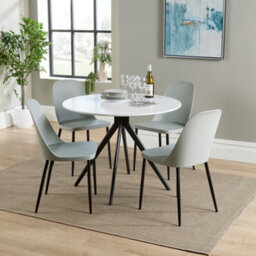 Core Products Aspen White 100Cm Round Dining Table With 4 Grey Plastic Duo Design Chairs