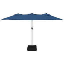 Berkfield Double-Head Garden Parasol Azure Blue 449X245 Cm - thumbnail 3