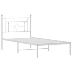 Berkfield Metal Bed Frame Without Mattress With Headboard White 100X200Cm - thumbnail 4