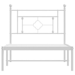 Berkfield Metal Bed Frame Without Mattress With Headboard White 100X200Cm - thumbnail 5
