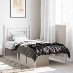 Berkfield Metal Bed Frame Without Mattress With Headboard White 100X200Cm - thumbnail 1