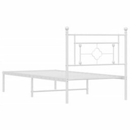 Berkfield Metal Bed Frame Without Mattress With Headboard White 100X200Cm - thumbnail 7